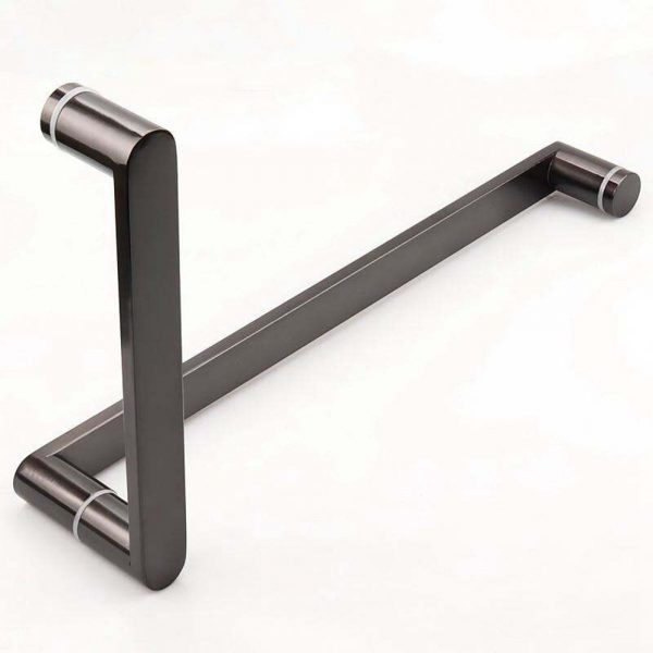 Tay nắm phòng tắm kính TNPTK001 Inox 304 tim 275x475mm đen mờ