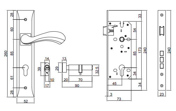 Thông số kỹ thuật Khóa cửa VICKINI 33016.001