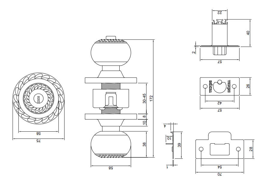 Thông số kỹ thuật Khóa tay nắm tròn inox 304 có chìa VICKINI 30851.001