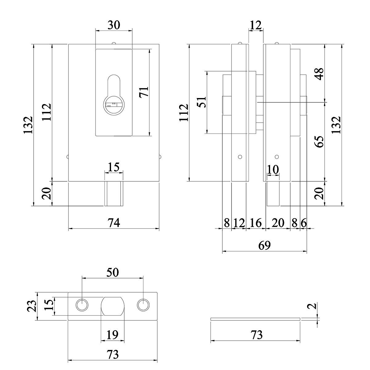 Thông số kỹ thuật khóa cửa kính VICKINI 61053.001