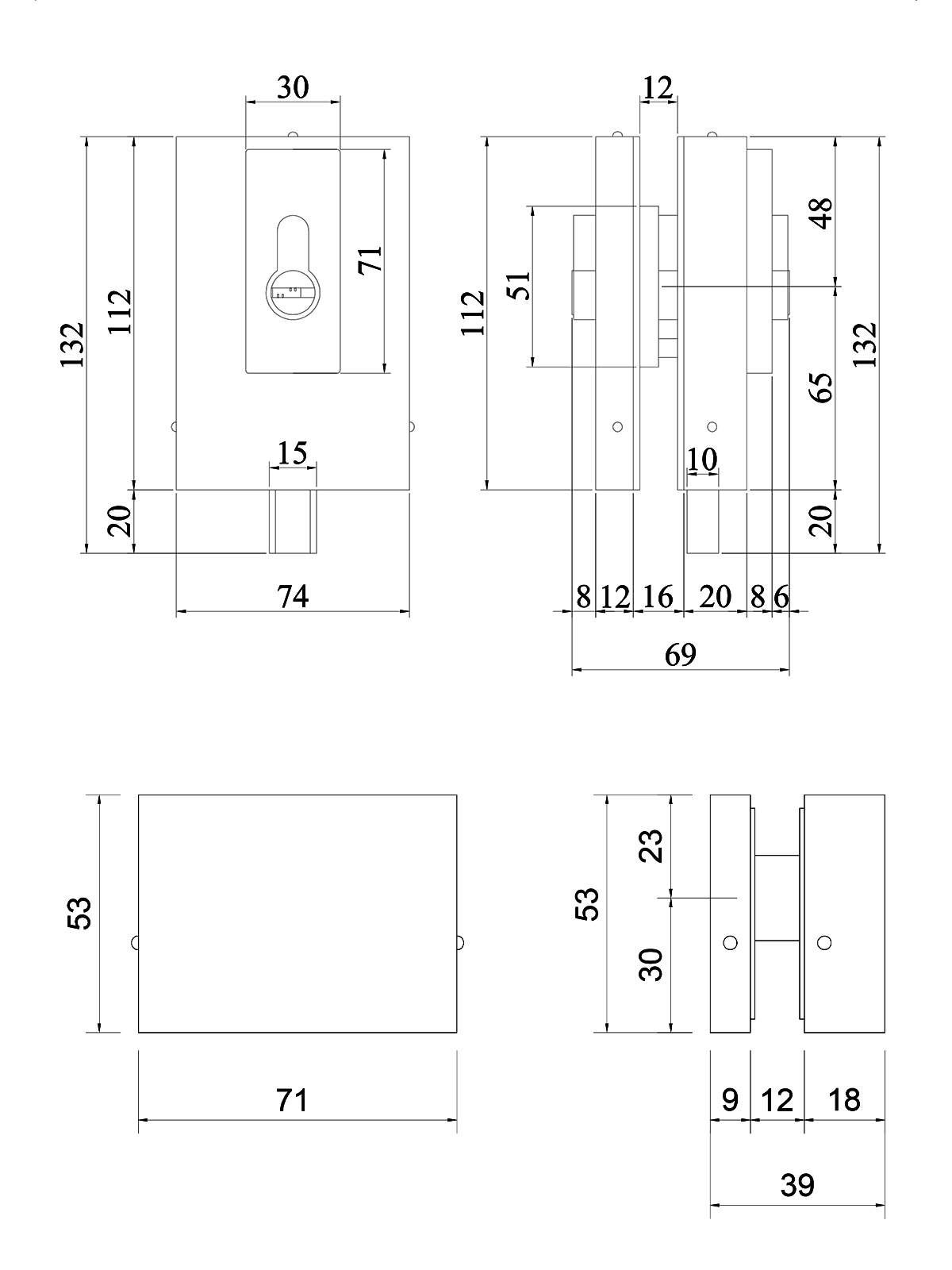 Thông số kỹ thuật khóa cửa kính VICKINI 61053.002