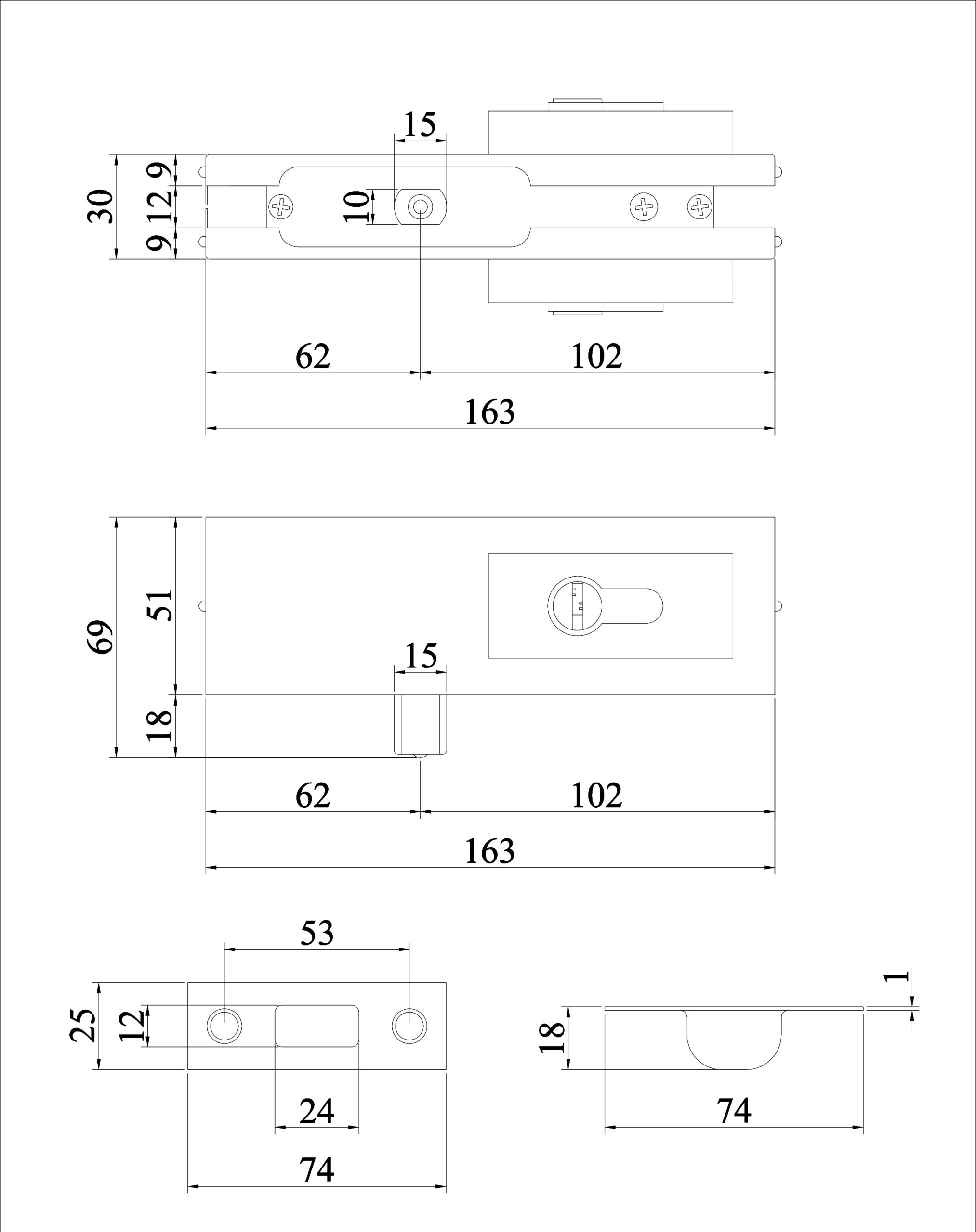 Thông số kỹ thuật khóa sàn khóa sàn cửa kính VICKINI 61500.001