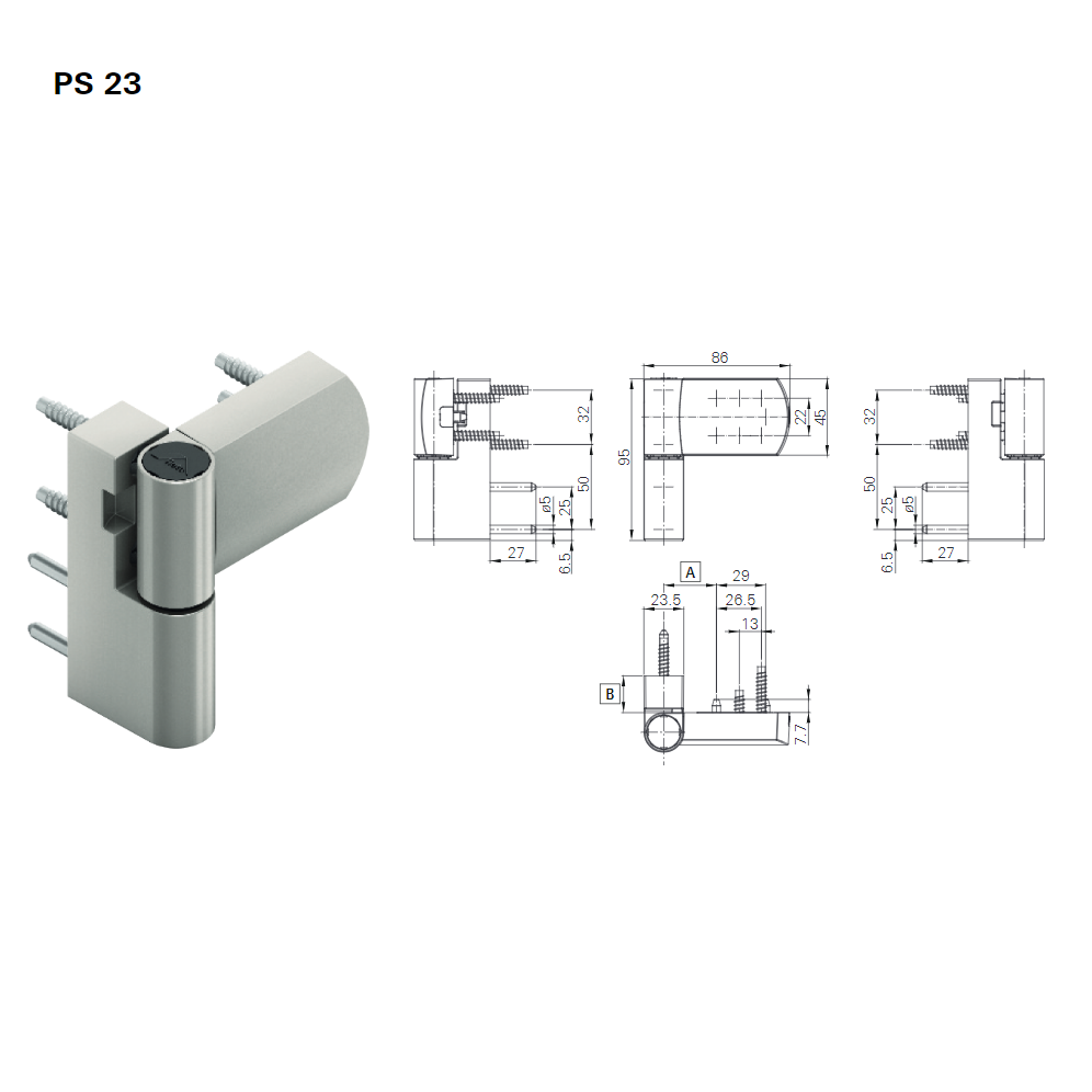 Thông số bản lề 3D Roto 80kg PS23