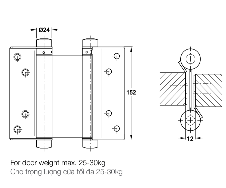 Thông Số Kĩ Thuật Bản lề Âm Hafele 927.03.039 120kg