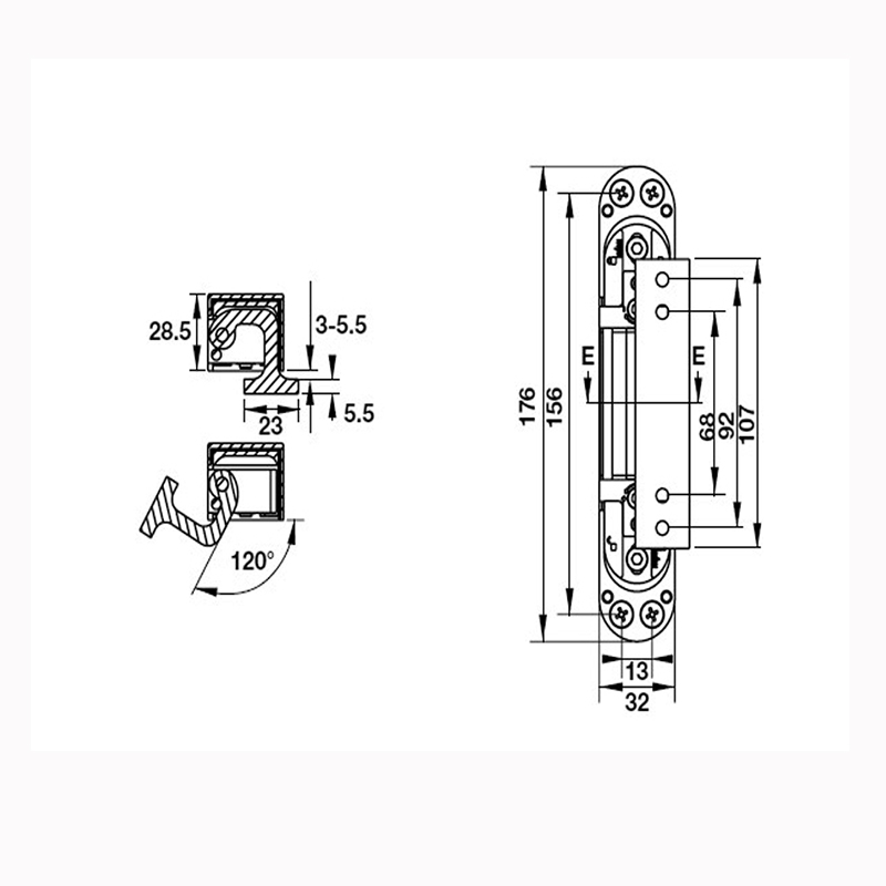 Thông Số Kĩ Thuật Bản lề Âm Hafele 927.03