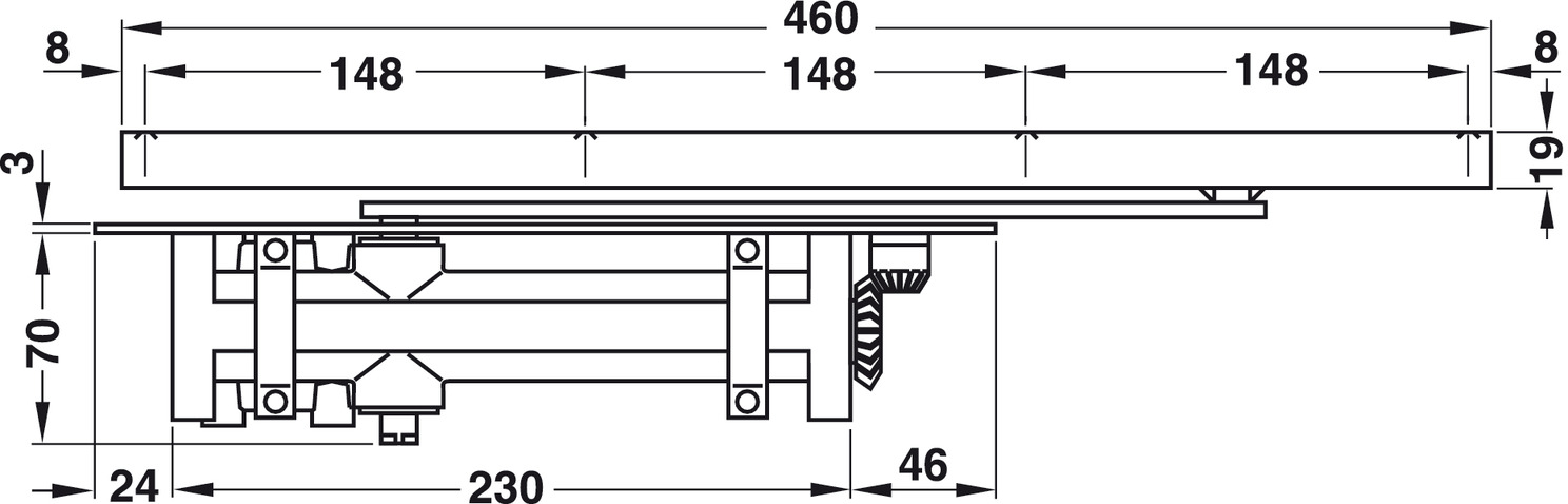 Thông số kĩ thuật cùi chỏ âm Hafele 931.84.019 60kg DCL31 có điểm dừng