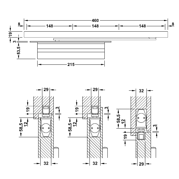 Thông số kĩ thuật cùi chỏ âm Hafele 931.84.059 80kg DCL34 không điểm dừng