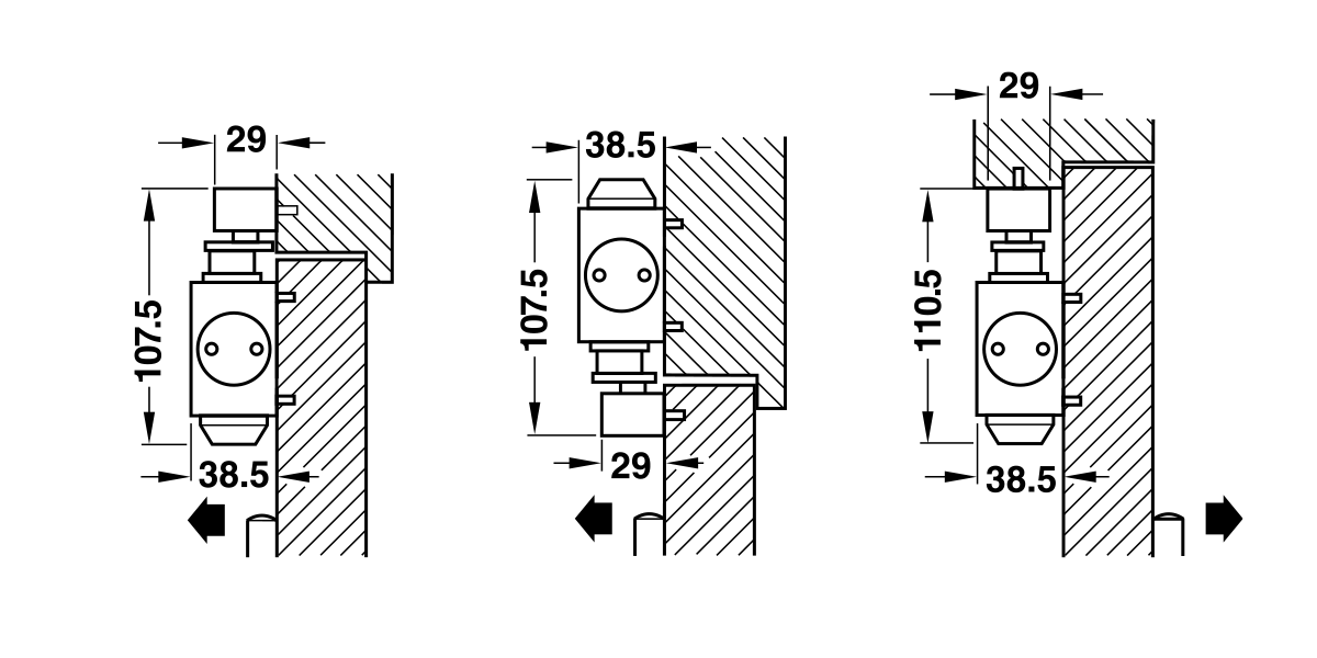 Thông Số Kĩ Thuật Tay co thủy lực Hafele 931.84.139 80kg DCL61 không điểm dừng