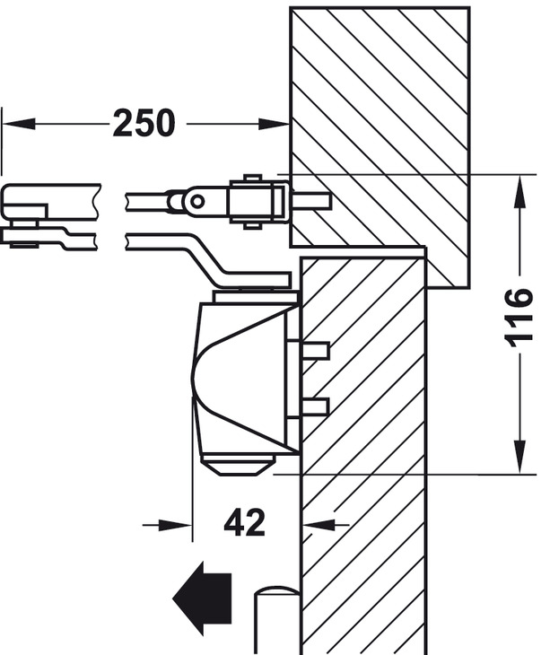 Thông Số Kĩ Thuật Tay co thủy lực Hafele 931.84.239 60kg có điểm dừng