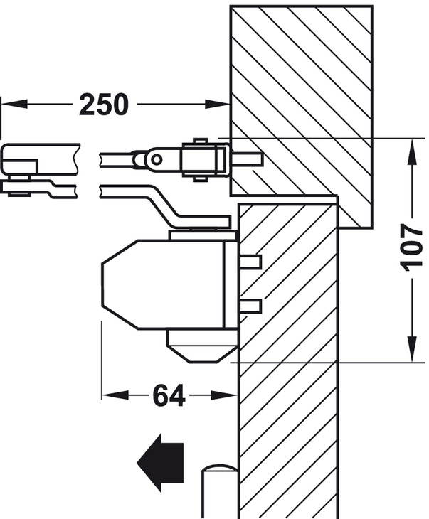 Thông Số Kĩ Thuật Tay co thủy lực Hafele 931.84.649 60kg DCL11 không điểm dừng