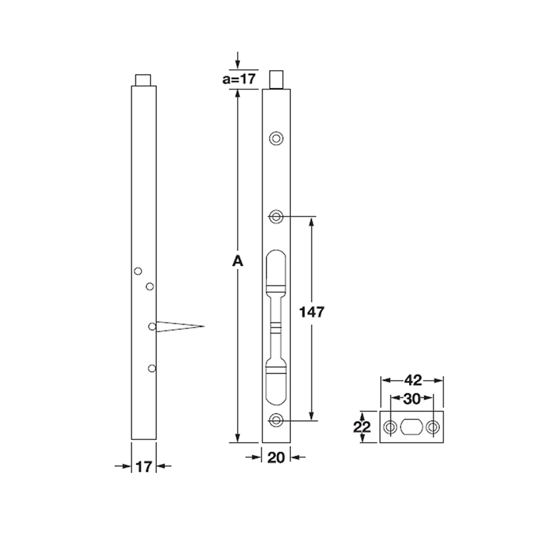 Thông số kĩ thuật chốt âm Hafele 911.62.332 200mm