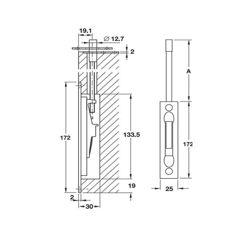 Thông số kĩ thuật chốt âm Hafele 911.62.356 260mm