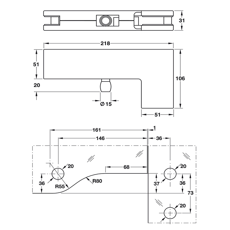 Thông số kĩ thuật kẹp L Hafele 981.00.031 inox bóng