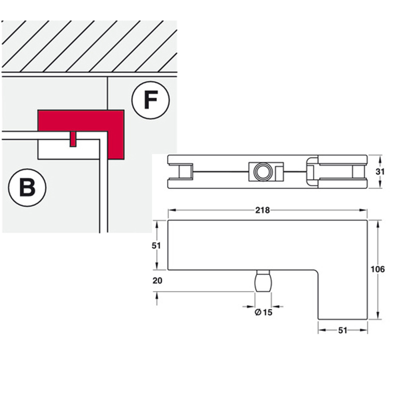 Thông số kĩ thuật kẹp L Hafele 981.00.033 đen mờ