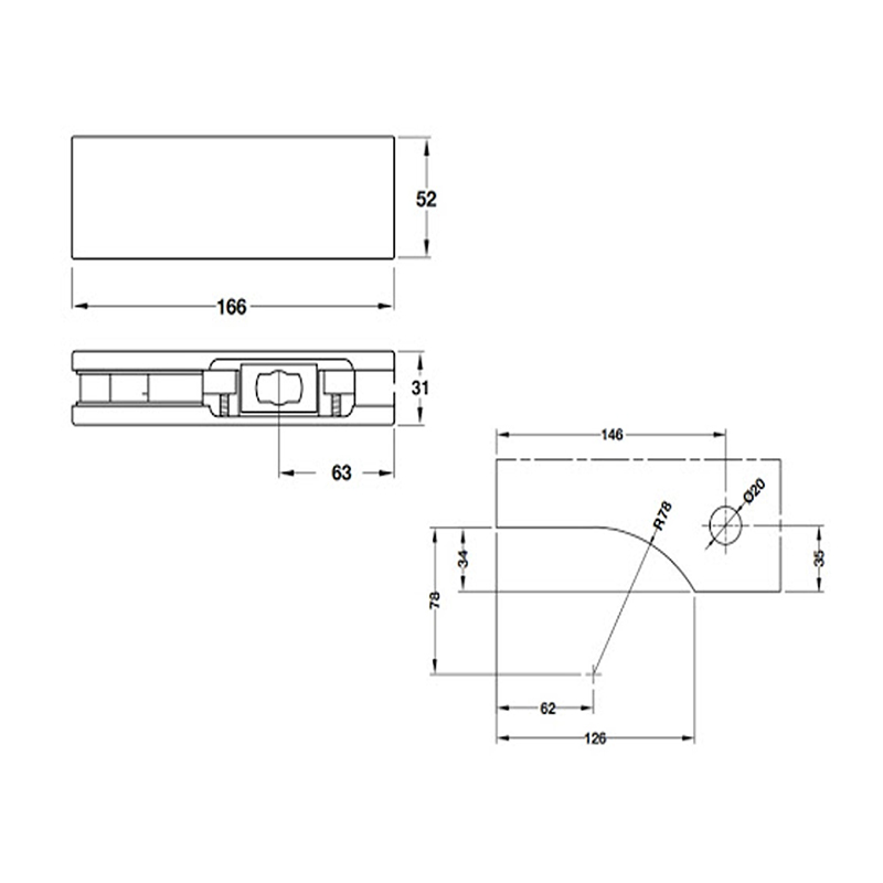 Thông số kĩ thuật kẹp dưới Hafele 981.50.010 inox mờ