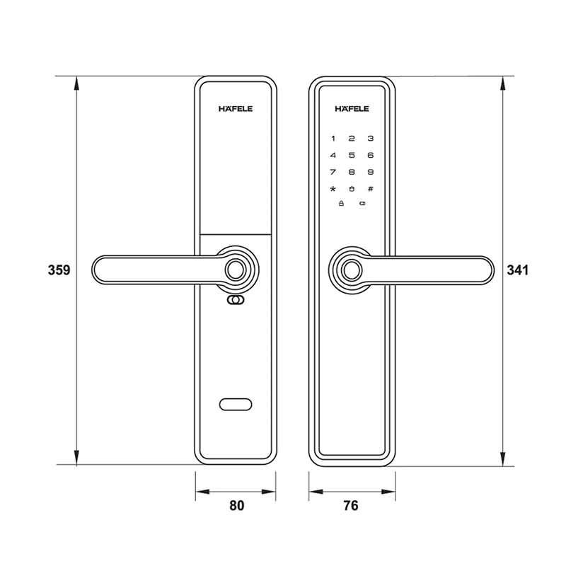 Thông số kĩ thuật khóa cửa Hafele DL760 912.20.230