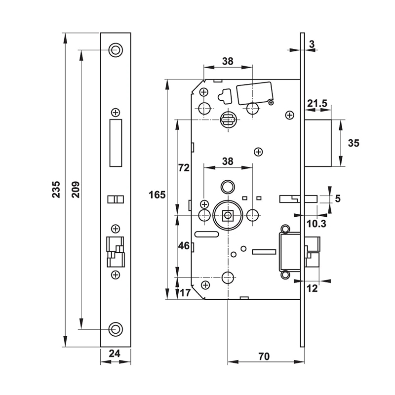 Thông số kĩ thuật khóa cửa Hafele DL760 912.20.230