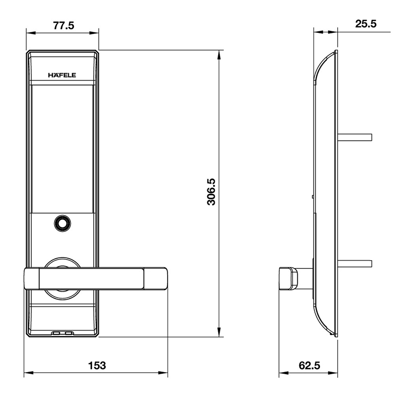 Thông số kĩ thuật khóa cửa Hafele EL750-TC 912.05.712