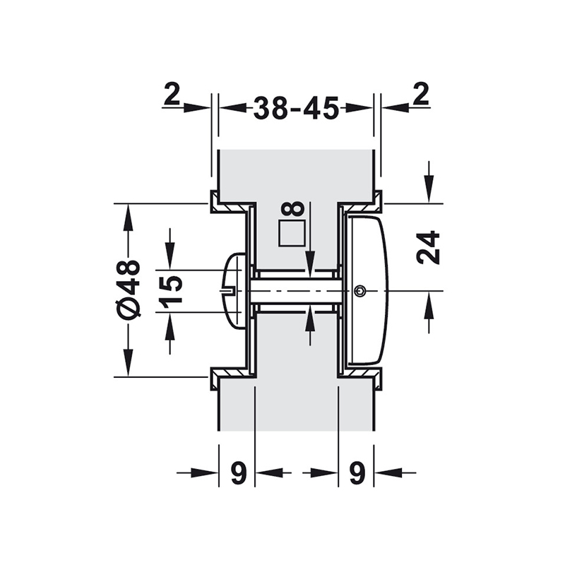 Thông số kĩ thuật khóa cửa lùa Hafele 911.26.523