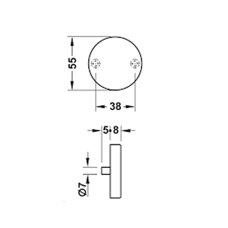 Thông số kĩ thuật ốp lõi khóa không có lỗ ruột Hafele 902.55.192 8mm