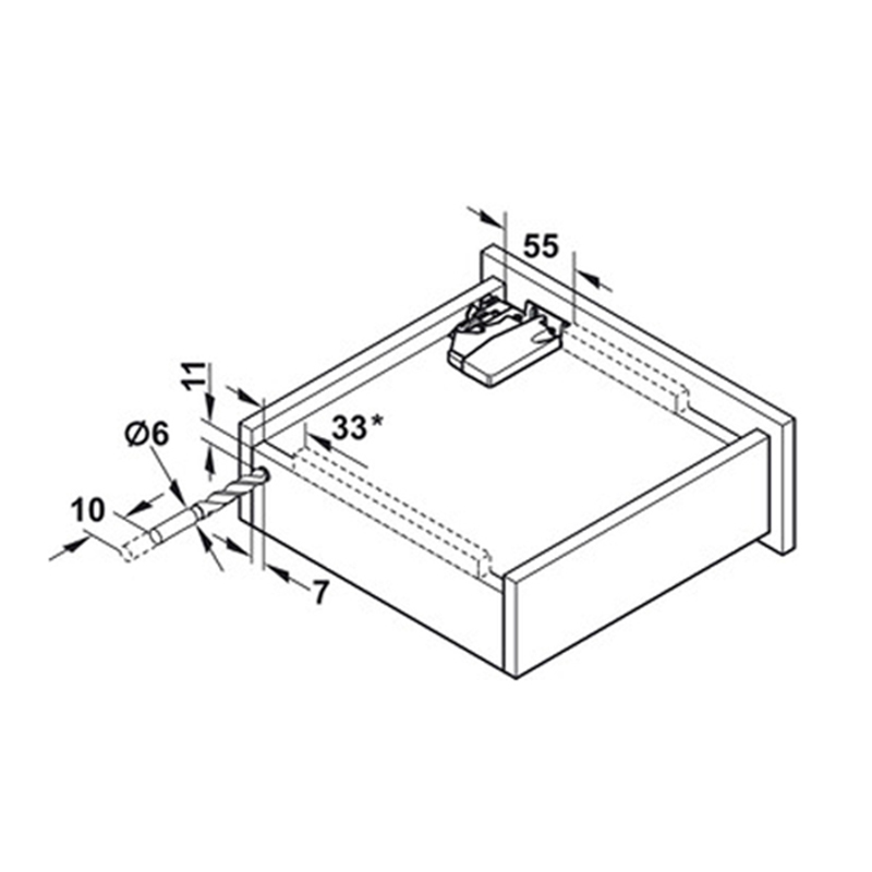 Thông số kĩ thuật ray âm giảm chấn Hafele 423.53.728 270mm