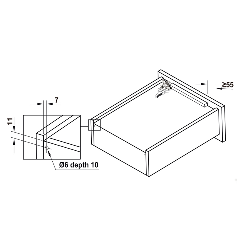 Thông số kĩ thuật ray âm giảm chấn Hafele 433.32.071 300mm