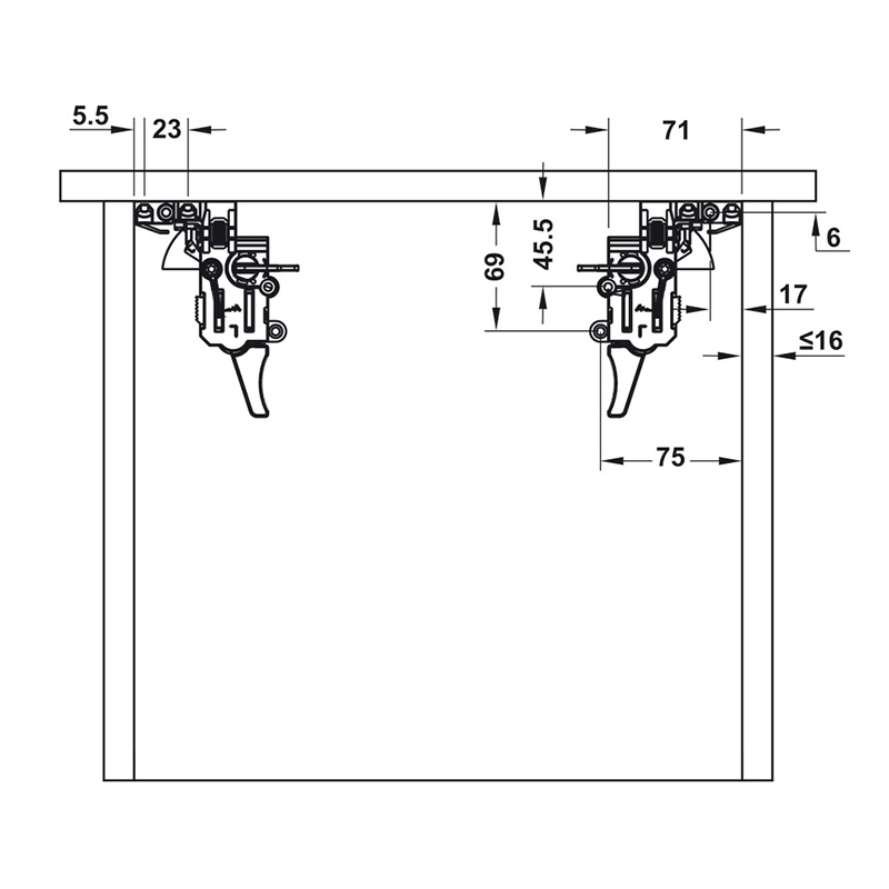 Thông số kĩ thuật ray âm giảm chấn Hafele 433.32.075 500mm