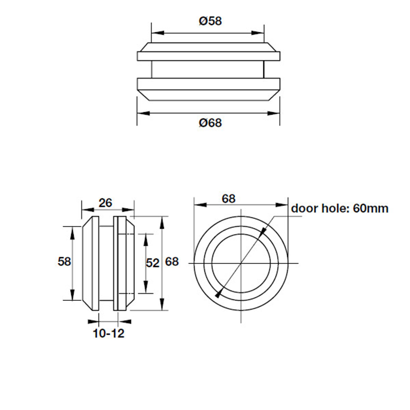 Thông số kĩ thuật tay nắm âm Hafele 902.00.390 Ø68mm