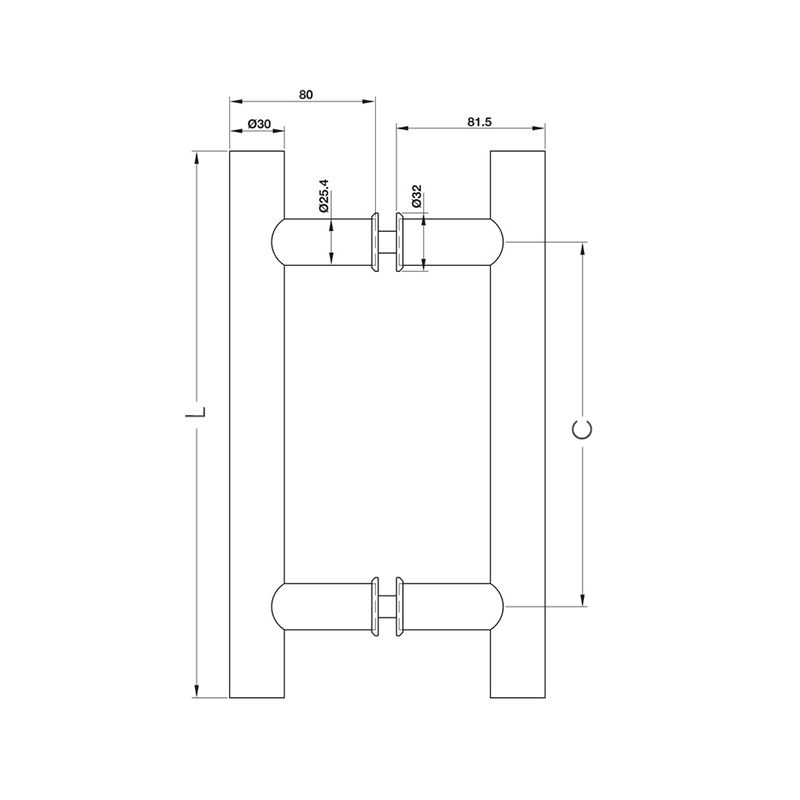 Thông số kĩ thuật tay nắm cửa Hafele 903.01.801 400mm inox mờ