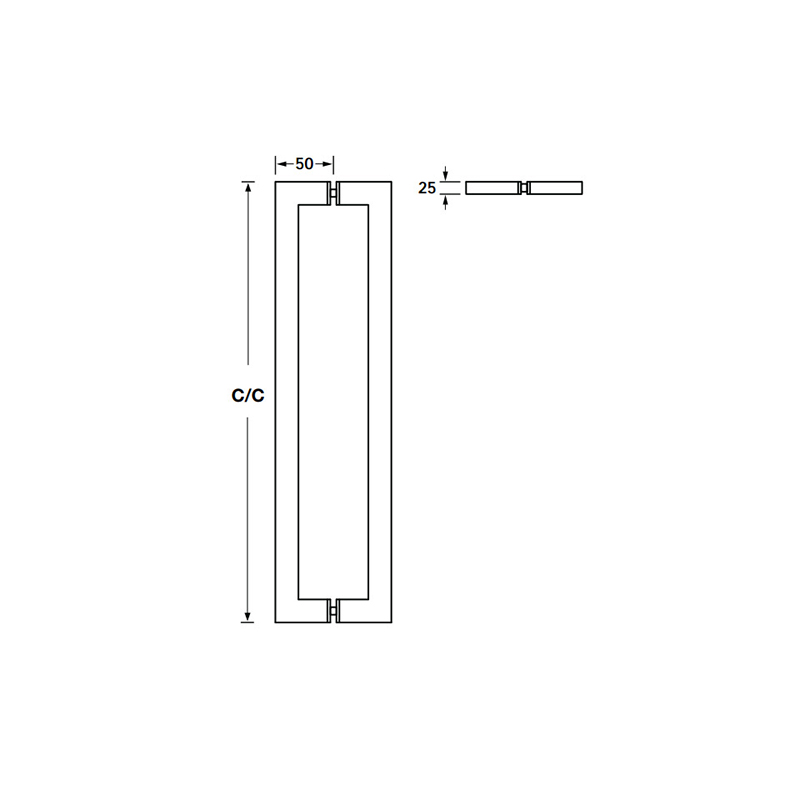 Thông số kĩ thuật tay nắm cửa Hafele 903.08.501 tim 450 đen mờ