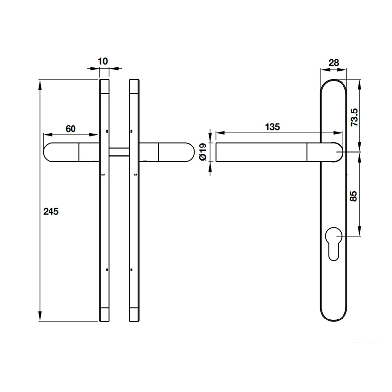 Thông số kĩ thuật tay nắm khóa inox 304 Hafele 903.92.262 250mm