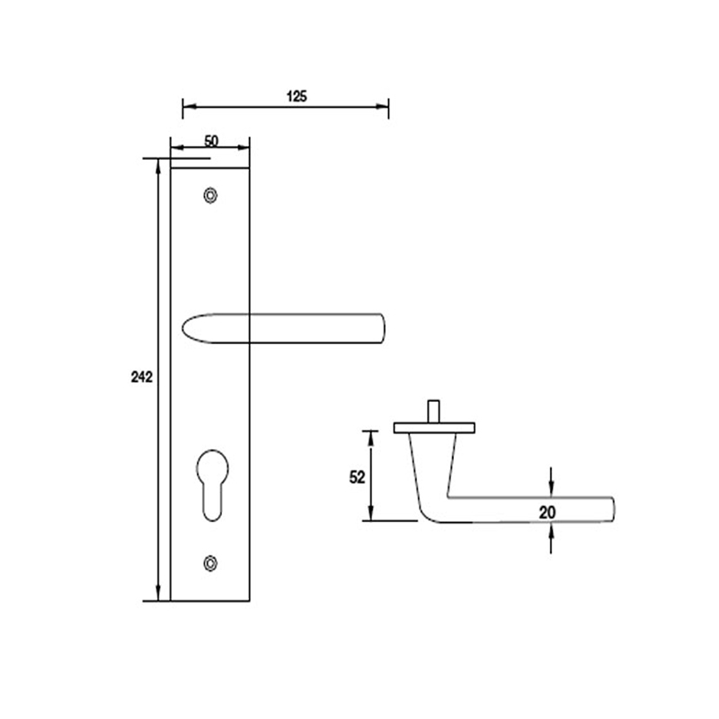 Thông số kĩ thuật tay nắm khóa inox 304 Hafele 903.98.452 240mm