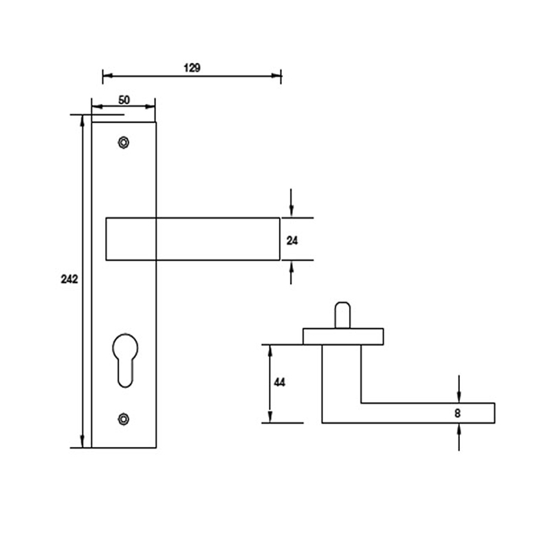 Thông số kĩ thuật tay nắm khóa inox 304 Hafele 903.98.463 240mm