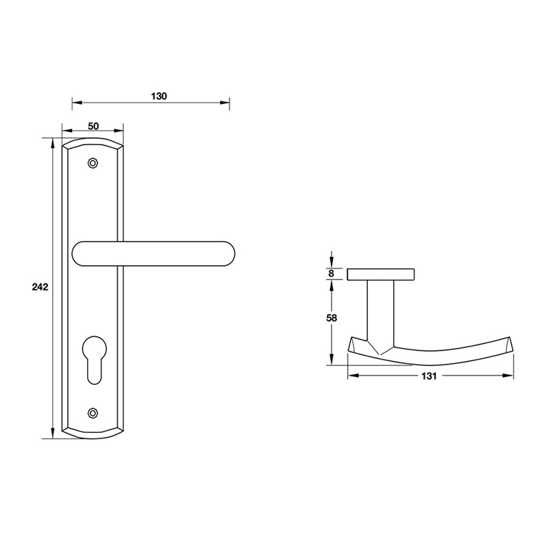 Thông số kĩ thuật tay nắm khóa inox 304 Hafele 903.98.467 240mm