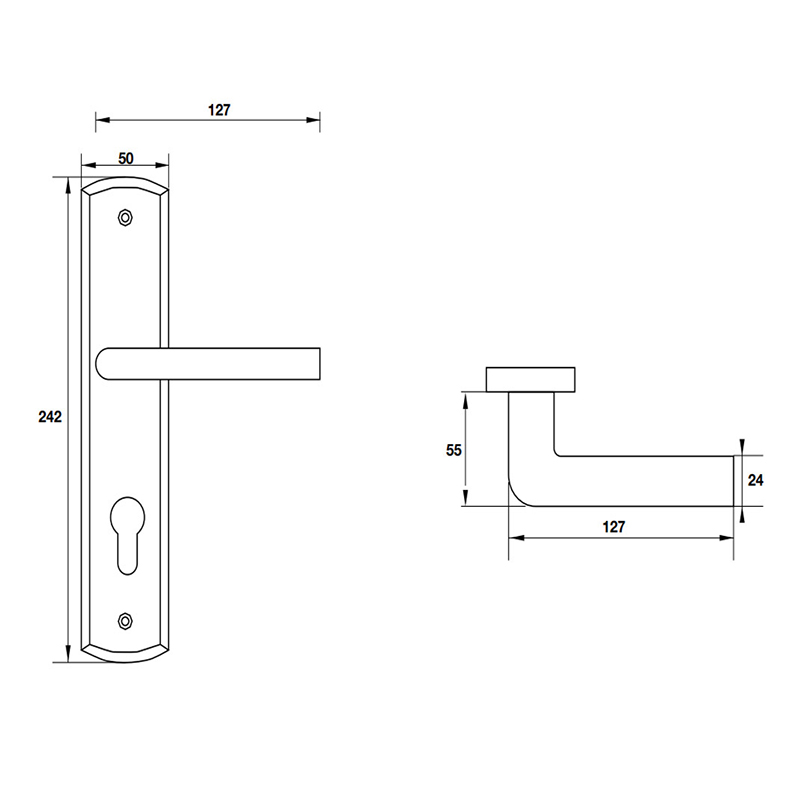 Thông số kĩ thuật tay nắm khóa inox 304 Hafele 903.98.469 240mm