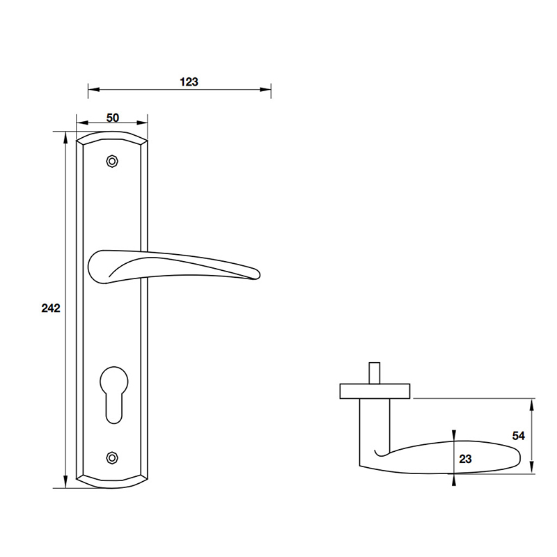 Thông số kĩ thuật tay nắm khóa inox 304 Hafele 903.98.473 240mm