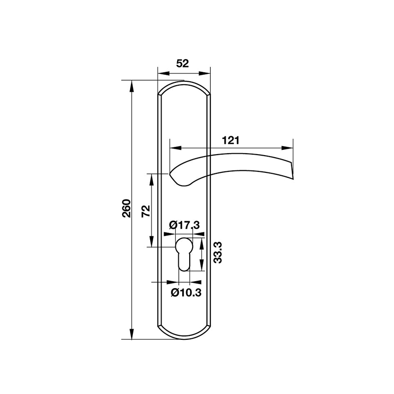 Thông số kĩ thuật tay nắm khóa inox 304 Hafele 903.99.320 260mm