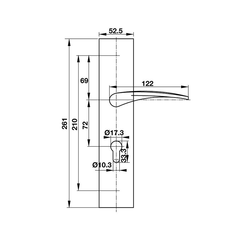 Thông số kĩ thuật tay nắm khóa inox 304 Hafele 903.99.322 260mm