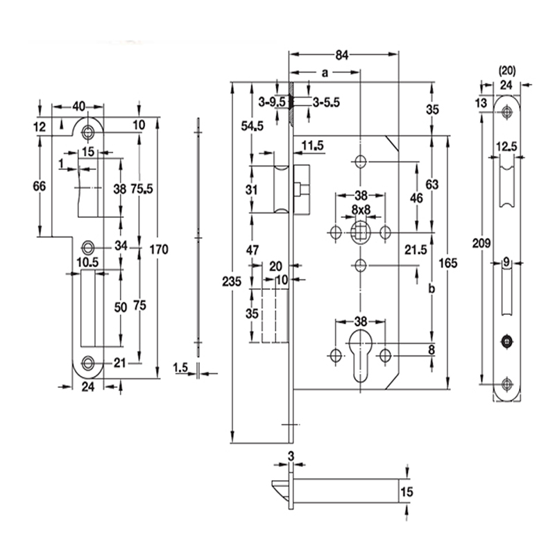 Thông số kĩ thuật thân khóa E55-72A Hafele 911.02.168