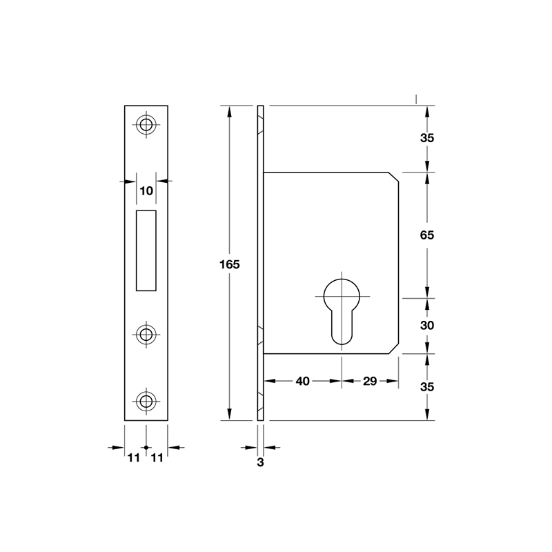 Thông số kĩ thuật thân khóa S40-0A Hafele 911.26.277