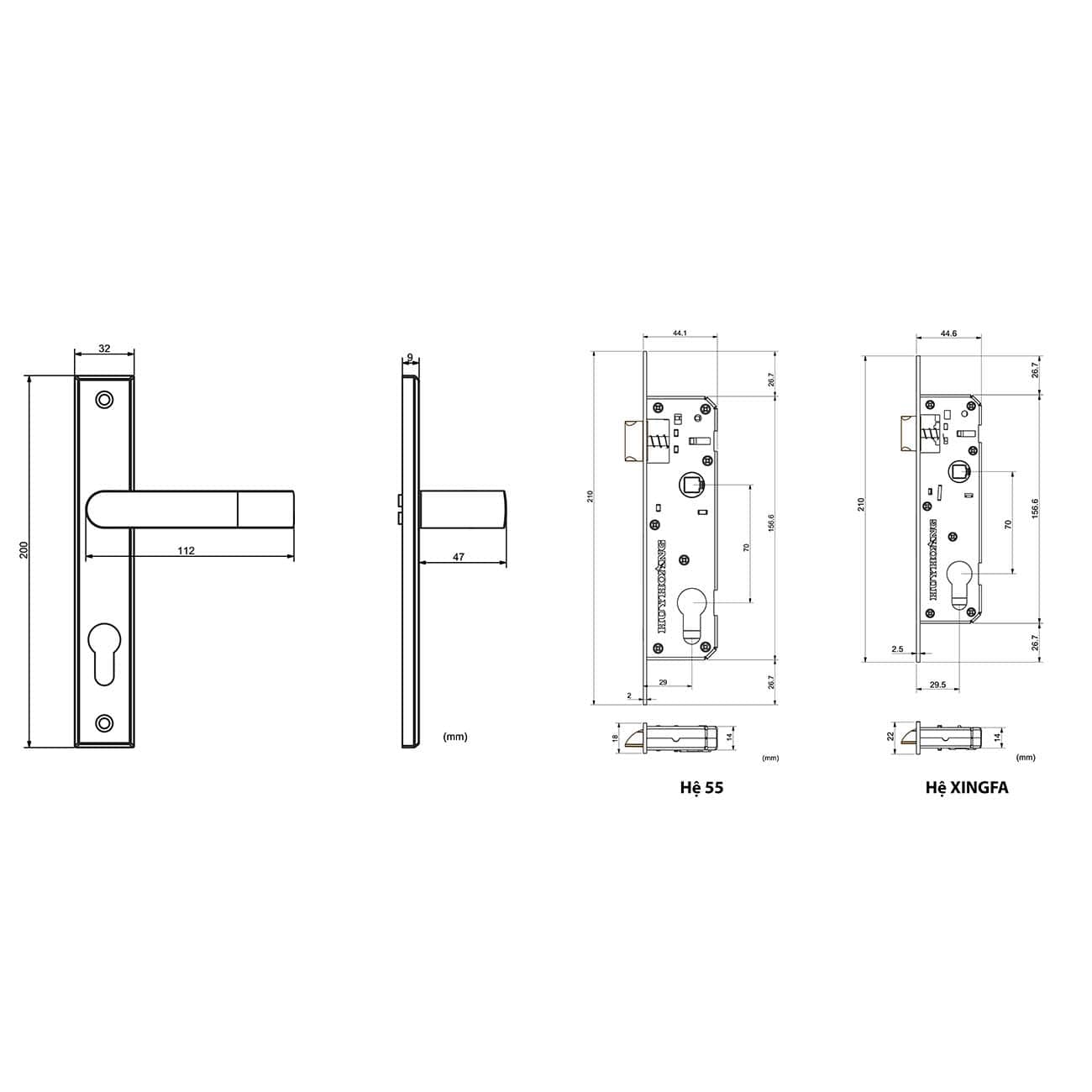 khóa cửa nhôm nhựa