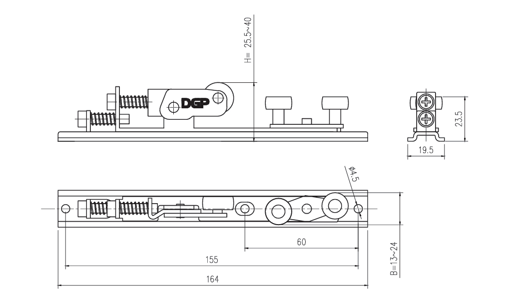 Thông số kỹ thuật bánh xe dẫn hướng DGP-BX-025