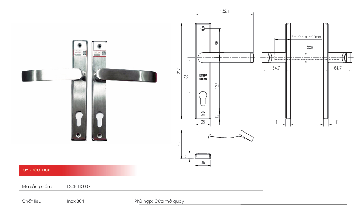 Thông số tay nắm DGP-KH-019