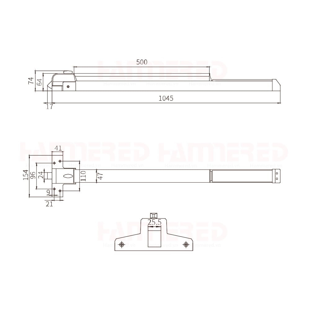 Thông số kỹ thuật thanh thoát hiểm đơn HMR1510P