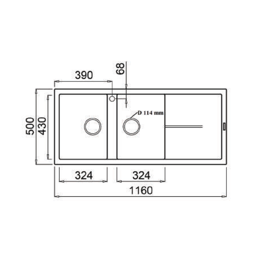 Thông số bồn rửa chén Konox LIVELLO SMART 1160