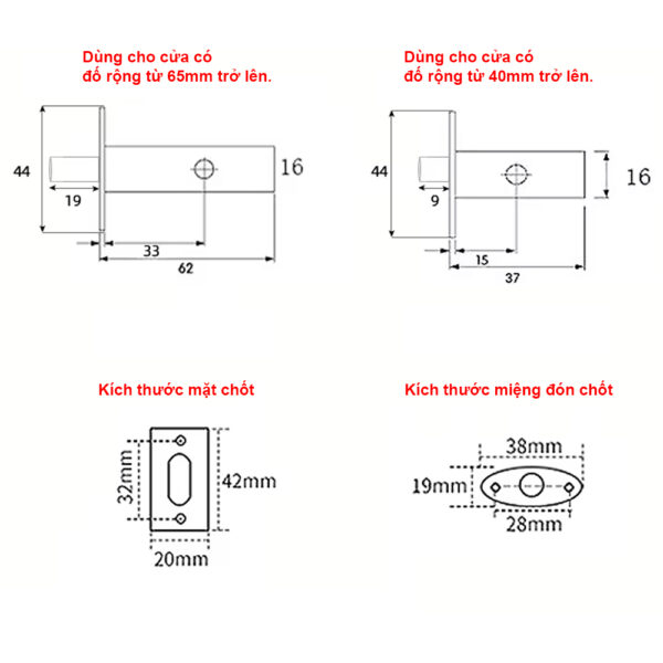 Thông số kỹ thuật chốt cửa an toàn đồng thau CCAT001