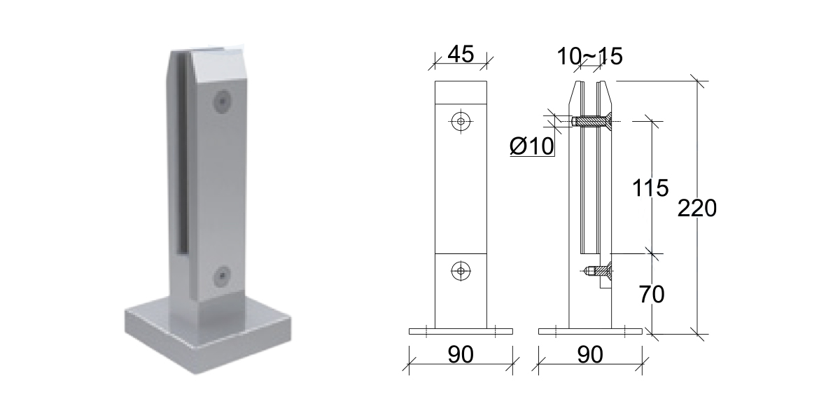 Thông số kỹ thuật trụ ngàm đặc 22cm TCL024-001 đế mặt