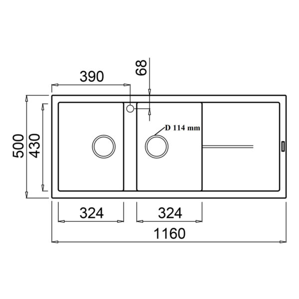 Thông số kỹ thuật Bồn rửa chén Konox Livello Smart 1160 Grey