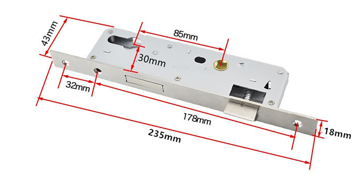 Thông số kỹ thuật thân khóa cửa đố nhỏ 8530