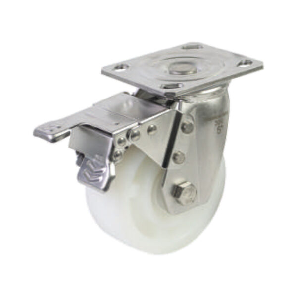 Bánh xe đẩy nhựa PA BXD003-125 xoay khóa kép càng inox 304